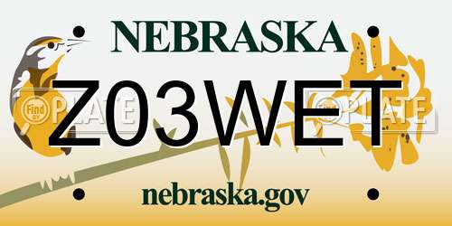 Z03WET Nebraska License Plate