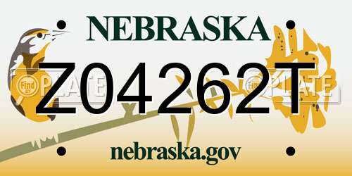 Z04262T Nebraska License Plate