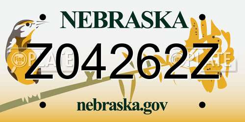 Z04262Z Nebraska License Plate