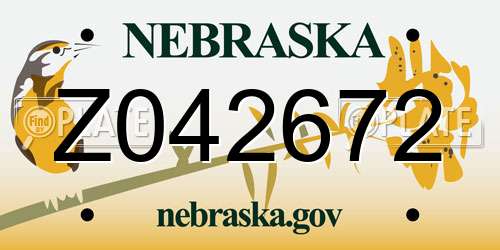 Z042672 Nebraska License Plate