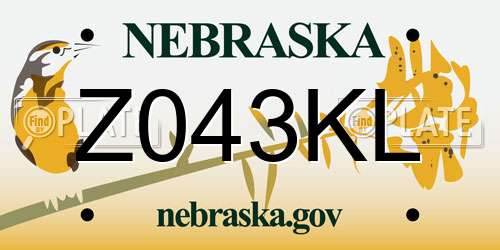 Z043KL Nebraska License Plate