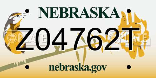 Z04762T Nebraska License Plate