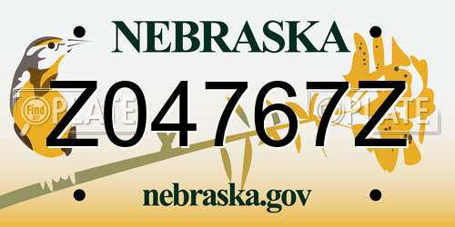 Z04767Z Nebraska License Plate