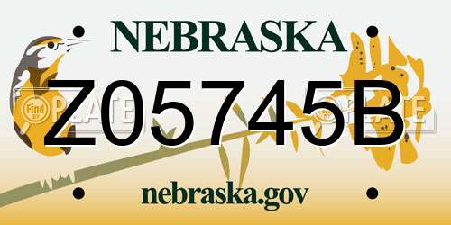 Z05745B Nebraska License Plate