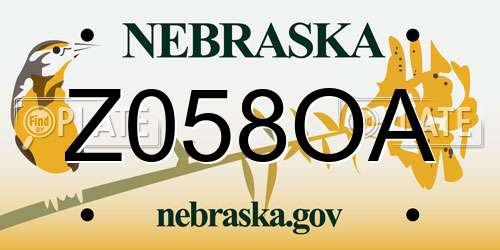 Z058OA Nebraska License Plate