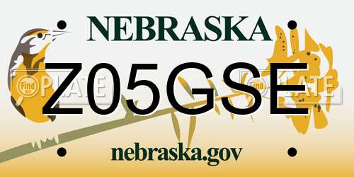 Z05GSE Nebraska License Plate