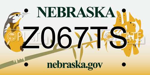 Z067TS Nebraska License Plate