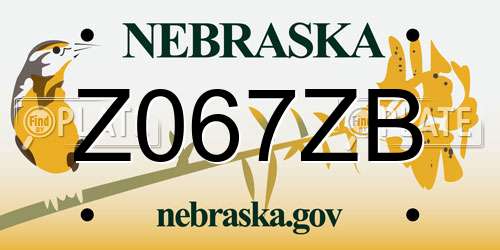Z067ZB Nebraska License Plate