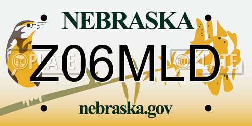 Z06MLD Nebraska License Plate