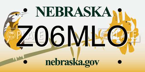 Z06MLO Nebraska License Plate