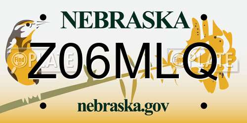 Z06MLQ Nebraska License Plate