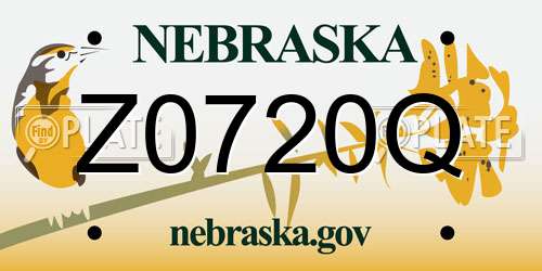 Z0720Q Nebraska License Plate