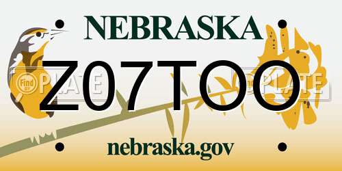 Z07TOO Nebraska License Plate