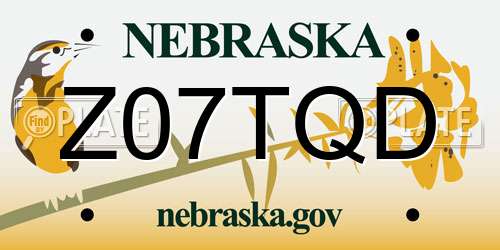 Z07TQD Nebraska License Plate