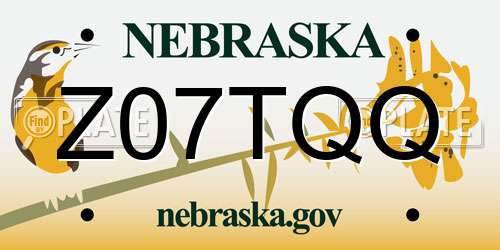 Z07TQQ Nebraska License Plate