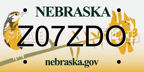 Z07ZDO Nebraska License Plate