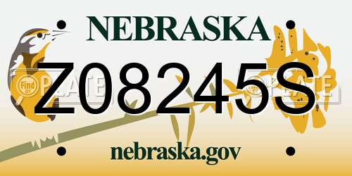 Z08245S Nebraska License Plate