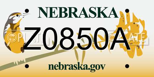 Z0850A Nebraska License Plate
