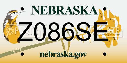 Z086SE Nebraska License Plate