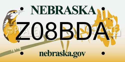 Z08BDA Nebraska License Plate