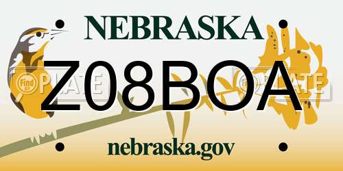 Z08BOA Nebraska License Plate