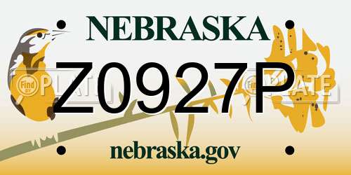 Z0927P Nebraska License Plate