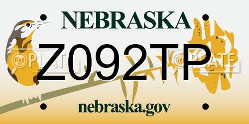 Z092TP Nebraska License Plate