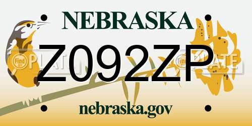 Z092ZP Nebraska License Plate