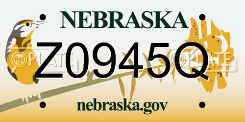 Z0945Q Nebraska License Plate
