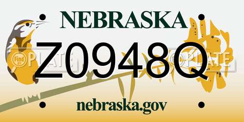 Z0948Q Nebraska License Plate