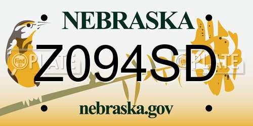 Z094SD Nebraska License Plate