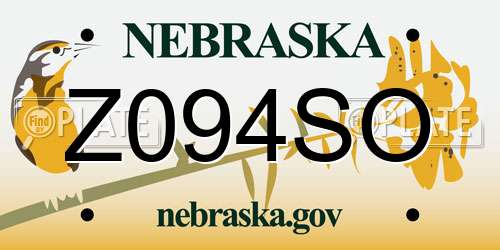 Z094SO Nebraska License Plate
