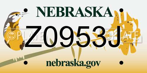 Z0953J Nebraska License Plate