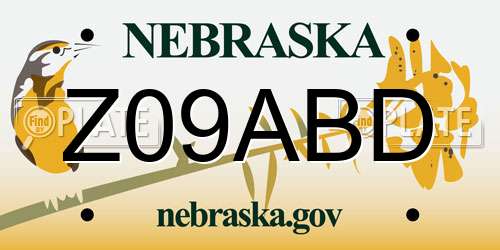 Z09ABD Nebraska License Plate
