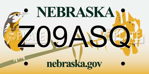 Z09ASQ Nebraska License Plate