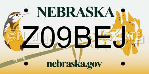 Z09BEJ Nebraska License Plate