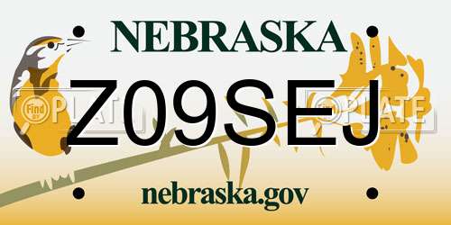 Z09SEJ Nebraska License Plate