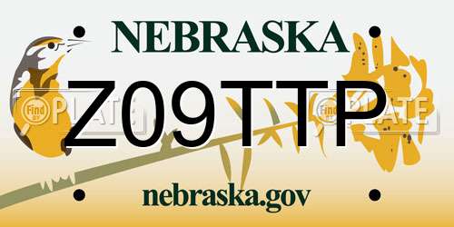 Z09TTP Nebraska License Plate
