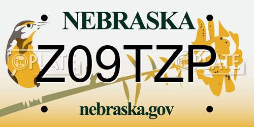 Z09TZP Nebraska License Plate