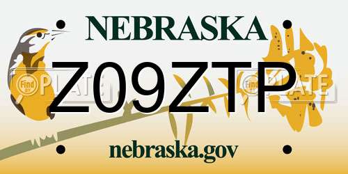 Z09ZTP Nebraska License Plate