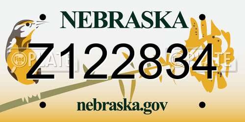 Z122834 Nebraska License Plate
