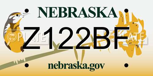 Z122BF Nebraska License Plate