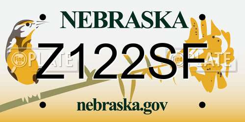 Z122SF Nebraska License Plate