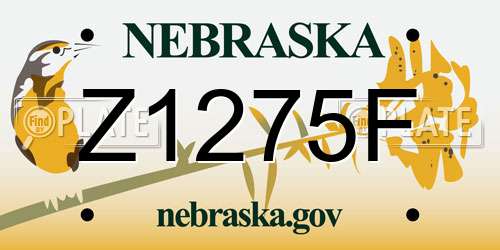 Z1275F Nebraska License Plate