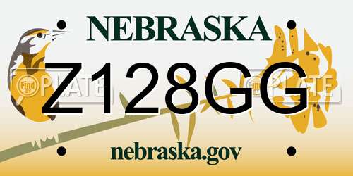 Z128GG Nebraska License Plate