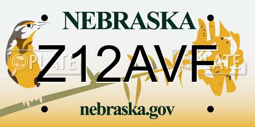 Z12AVF Nebraska License Plate