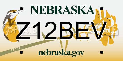 Z12BEV Nebraska License Plate