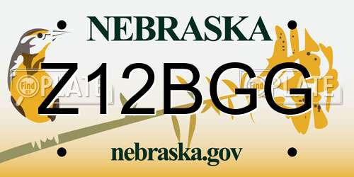 Z12BGG Nebraska License Plate