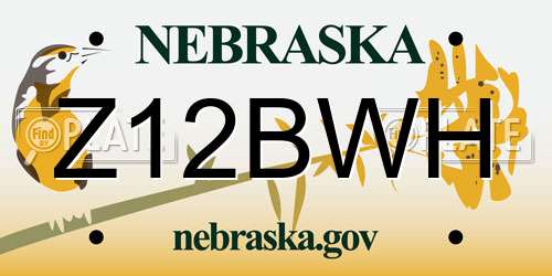 Z12BWH Nebraska License Plate