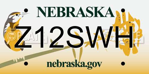 Z12SWH Nebraska License Plate